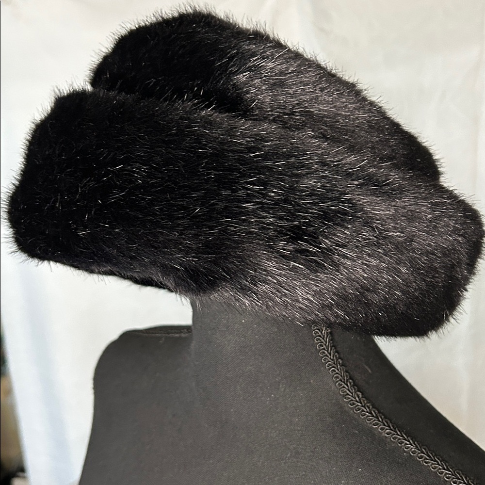 Vintage Betmar Luxe Black Faux Fur Hat.